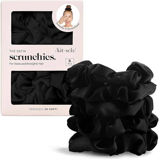Kitsch Satin Scrunchies for Women – No Crease Hair Ties – Soft Satin Hair Scrunchies for Girl... | Amazon (US)