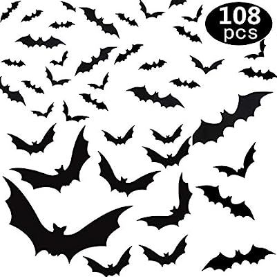 108PCS/4SIZE 3D Bats Sticker Halloween Party Supplies Reusable Decorative Scary Wall Decal for Ho... | Amazon (US)