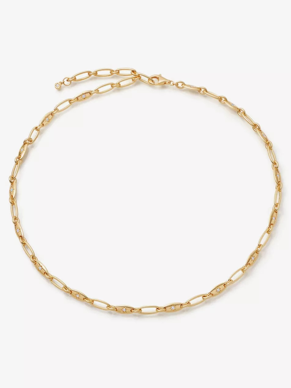 Celestial Orbit 18ct yellow gold-plated vermeil sterling silver and sapphire necklace | Selfridges
