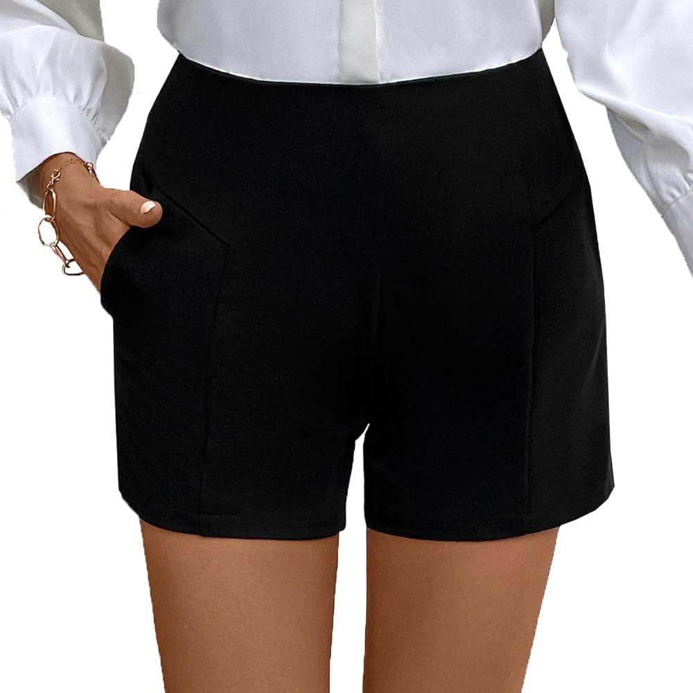 Womens Solid Pocket Shorts Summer Casual Business Wrinkle Free Loose Fit Shorts Golf Hiking Work ... | Amazon (US)