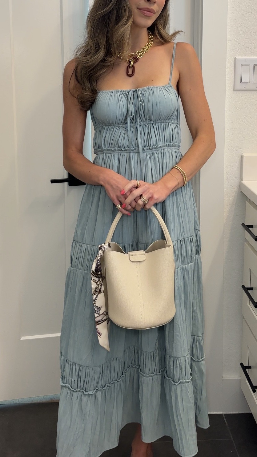 Use code LACEY35 for the dress! It’s currently sold out so I linked a very similar option too!
date night outfit! Backless maxi, statement necklace, bucket purse, flip flop heels or gold Mary Jane flats!

#LTKgrwm #LTKootd #LTKSaleAlert