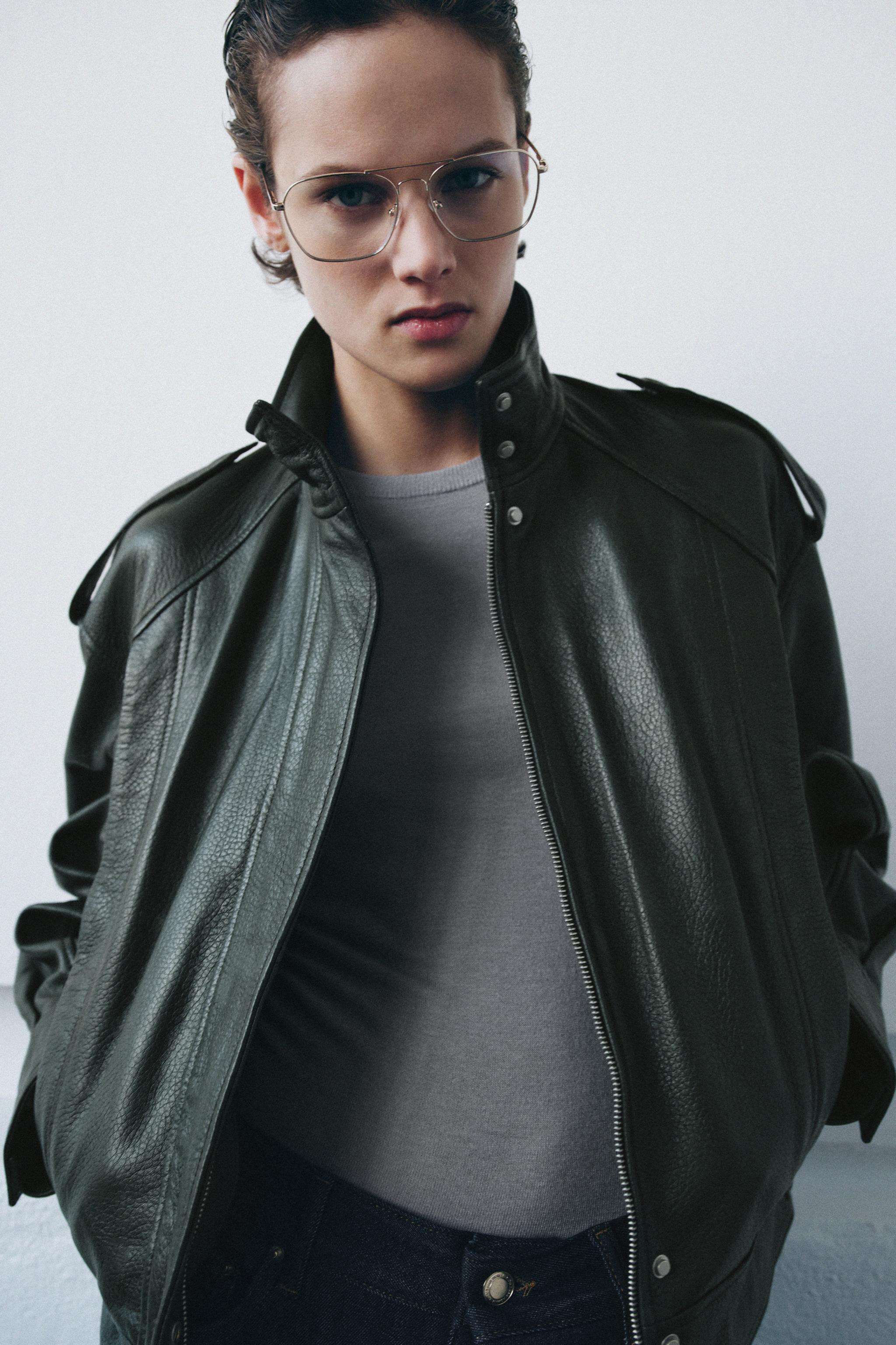 ZW COLLECTION LIMITED EDITION LEATHER BOMBER JACKET | Zara UK