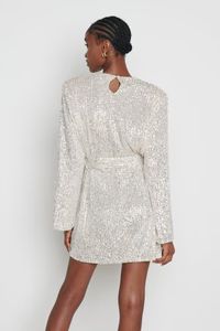 Jayda Sequin Cowl Neck Dress - Silver | Pretty Lavish (UK)