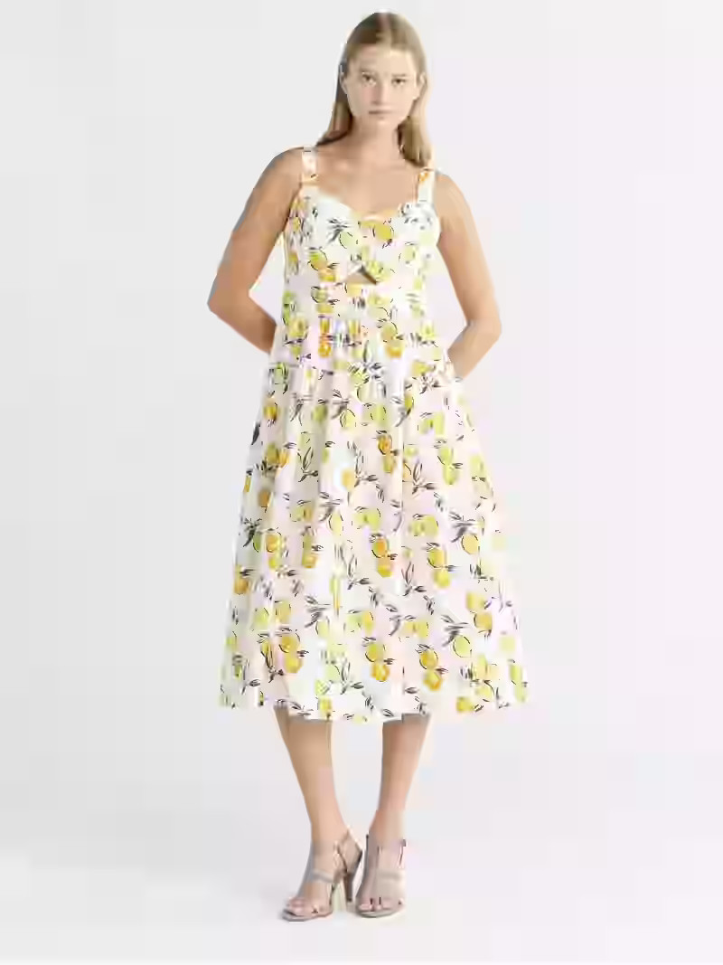 Free Assembly Women's Ruched Cutout Cotton Midi Dress, XS-XXL | Walmart (US)