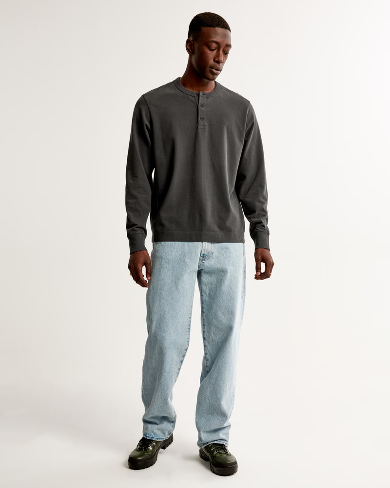 Long-Sleeve Premium Heavyweight Henley Tee | Abercrombie & Fitch (US)