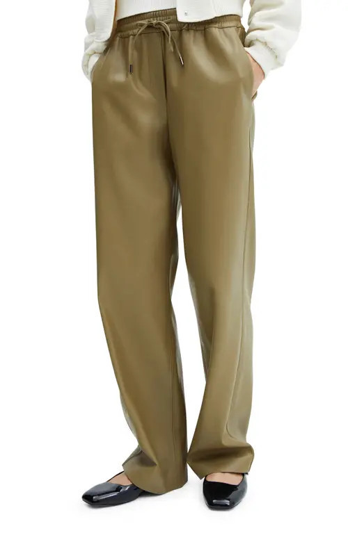 MANGO Pull-On Relaxed Faux Leather Pants in Green at Nordstrom, Size X-Small | Nordstrom