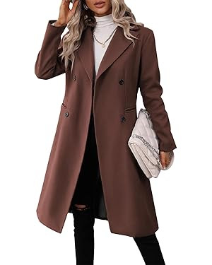 Danedvi Womens Long Double Breasted Coats Lapel Collar Pea Coat Winter Slim Fit Jackets Trench Co... | Amazon (US)