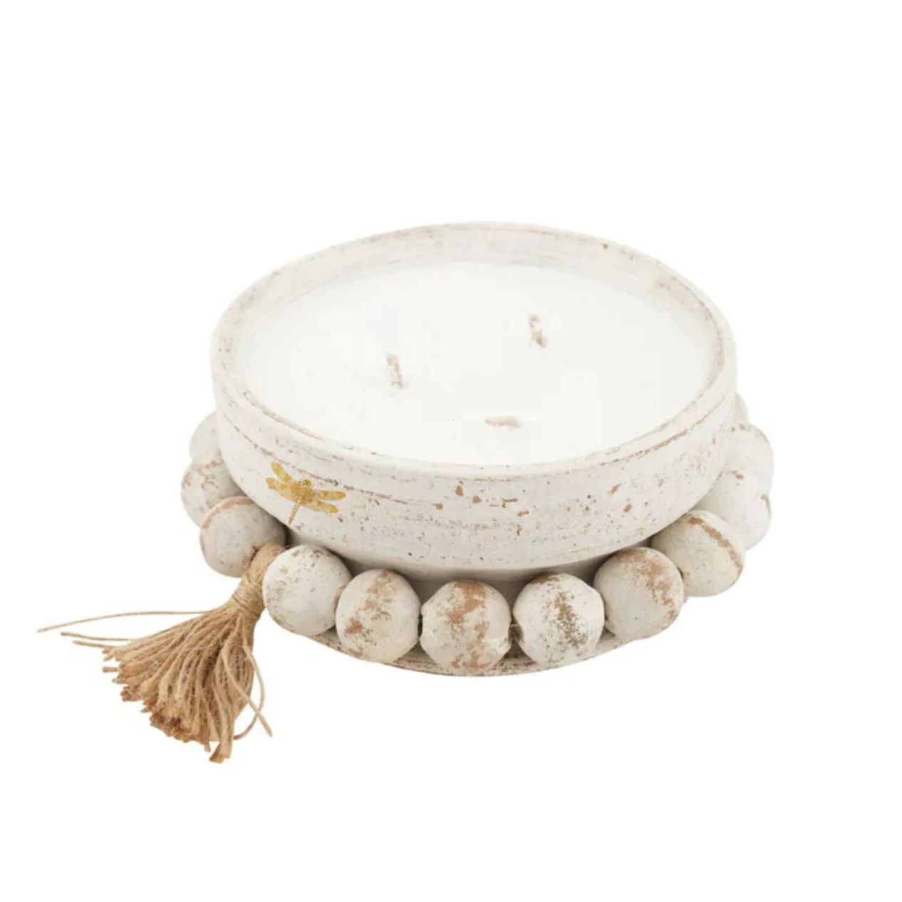Boho Beaded Candle - White | Dragonfly Fragrances