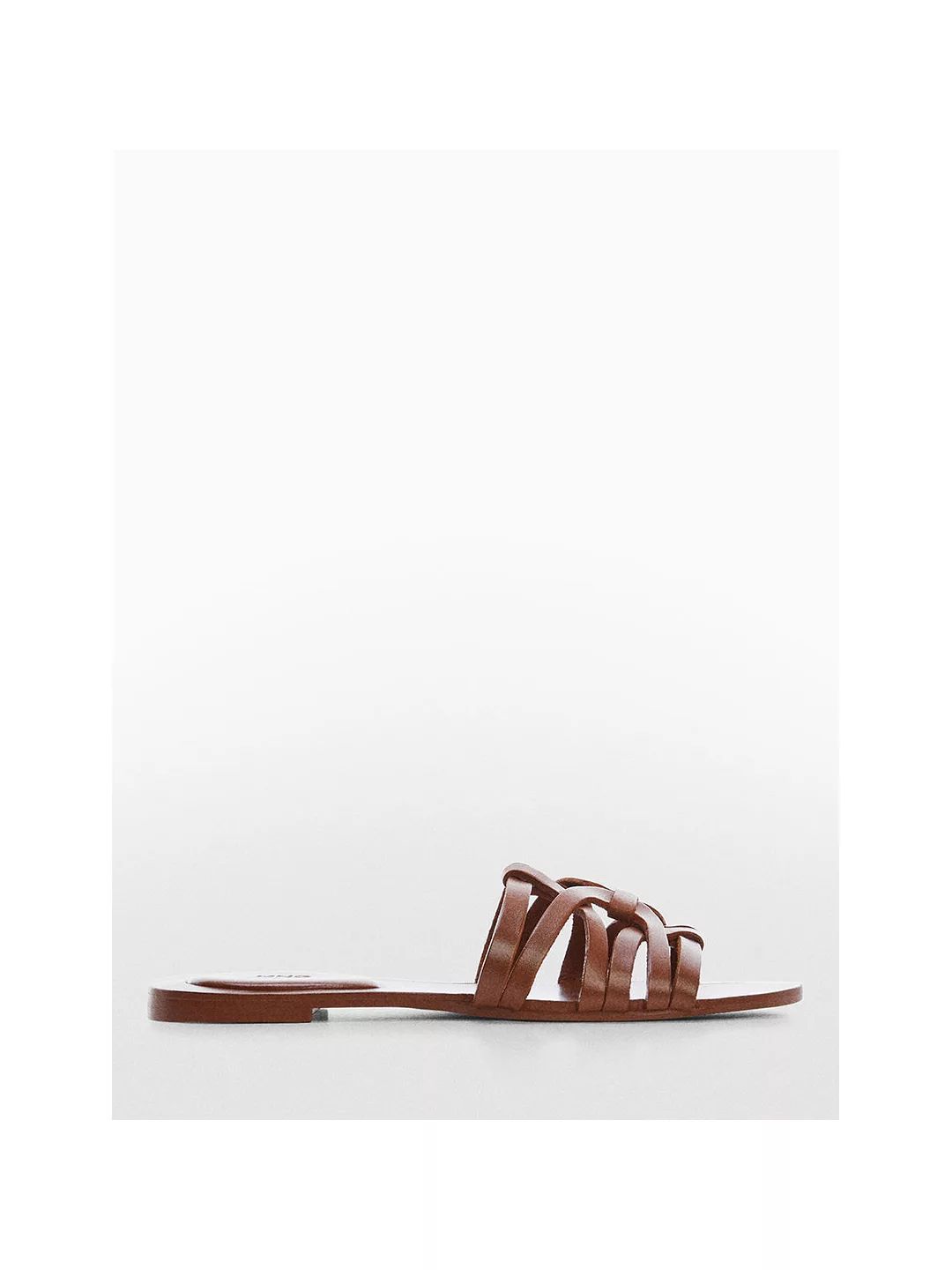 Mango Pisca Leather Slider Sandals, Medium Brown | John Lewis (UK)