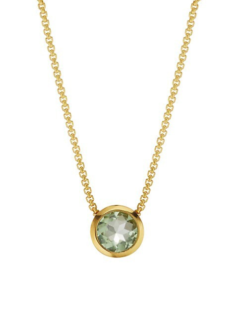 Signature 22K Goldplated & Green Amethyst Midi Knockout Pendant Necklace | Saks Fifth Avenue
