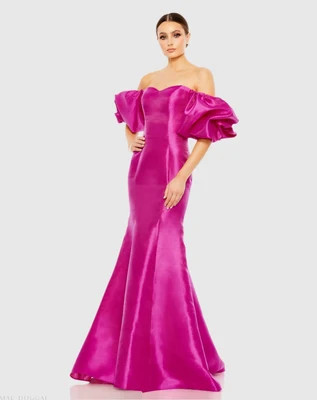 Pink Sweetheart Off The Shoulder Puff Sleeve Gown | Mac Duggal