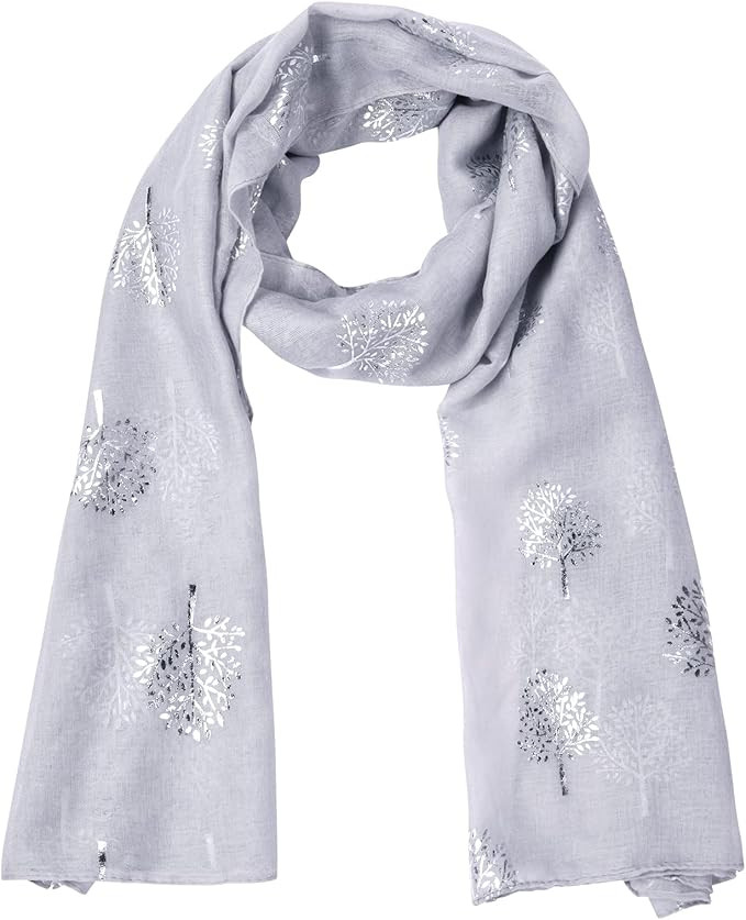URAQT Womens Scarf, Solid Color Silver Foil Print Scarves, Four Seasons Shawl Stole Wrap, Long La... | Amazon (UK)