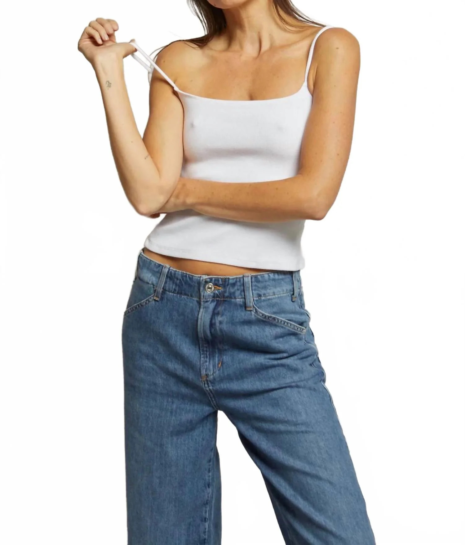 Lucille Jersey Tank Top In White | Shop Simon