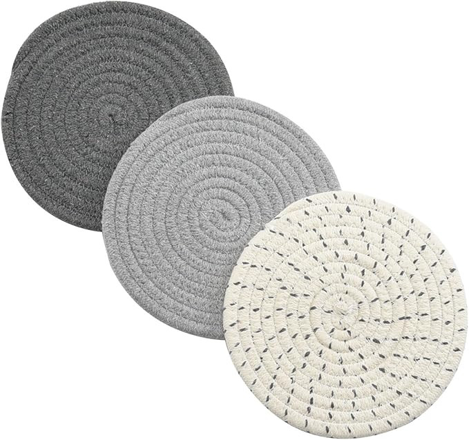 Potholders Set Trivets Set 100% Pure Cotton Thread Weave Hot Pot Holders Set (Set of 3) Stylish C... | Amazon (US)