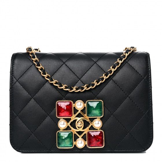 CHANEL

Calfskin Quilted Crystal Pearl Small Flap Bag Black | Fashionphile