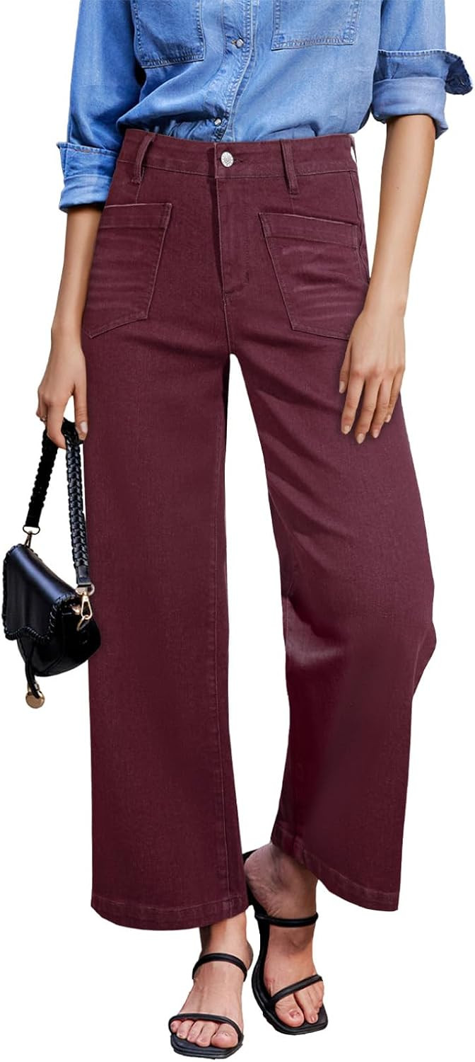 Sidefeel Wide Leg Jeans for Women High Waisted Stretchy Ankle Denim Pants | Amazon (US)