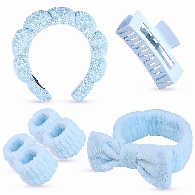 7 Pcs Spa Set, Facial Headband and Wristband Set, Skincare Accessories, College Style Girl Idea G... | Amazon (US)