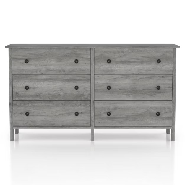 Cooyal 6 Drawer Dresser Vintage Gray Oak - miBasics | Target