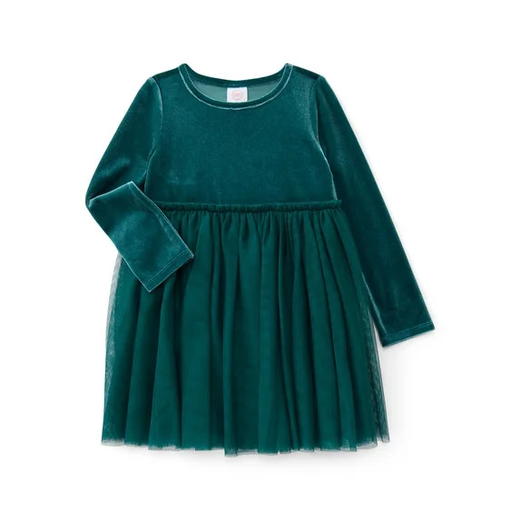 Wonder Nation Toddler Girls' Velour Tutu Dress with Long Sleeves, Sizes 12M- 5T | Walmart (US)