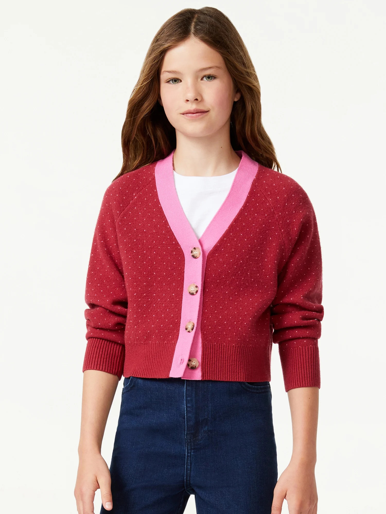 Free Assembly Girls Boxy Cropped Cardigan Sweater, Sizes 4-18 | Walmart (US)