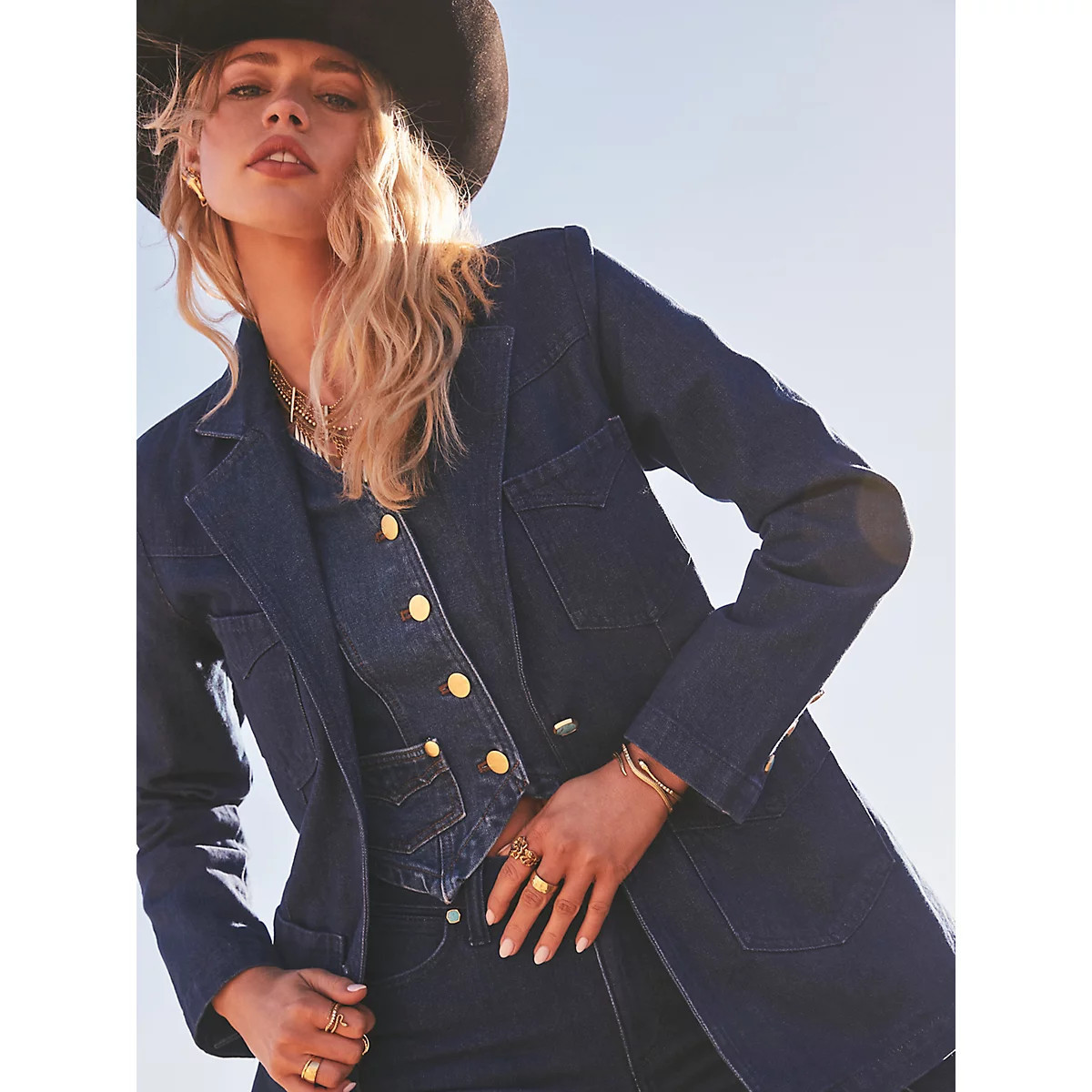 Wrangler® x Yellow Rose by Kendra Scott Fitted Blazer in Rinse Wash | Wrangler