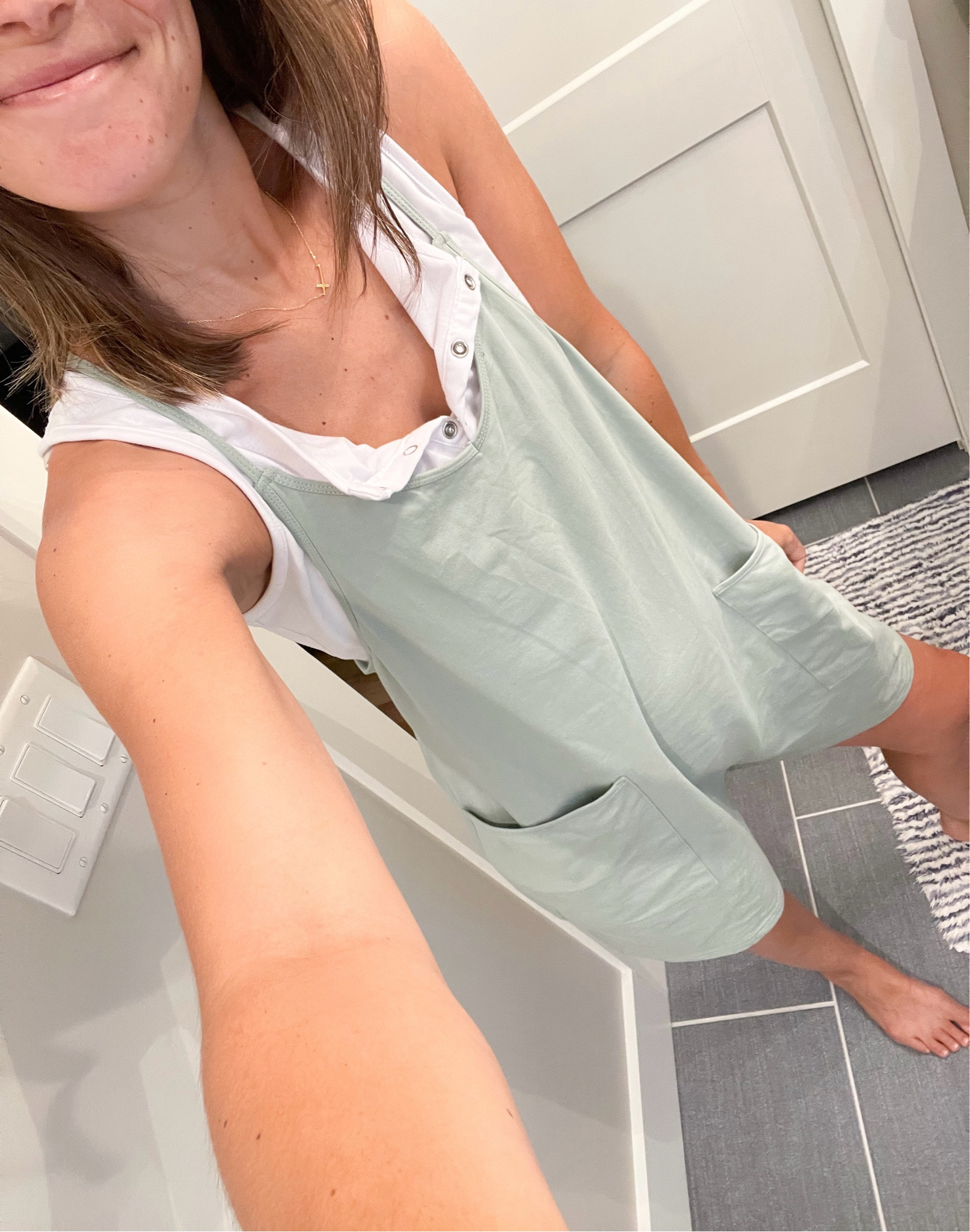 living in this romper
.
.
maternity, pregnancy style, 17 weeks pregnant, romper, Amazon find, button down tank, tank top, summer outfit 

#LTKStyleTip #LTKFindsUnder50 #LTKBump