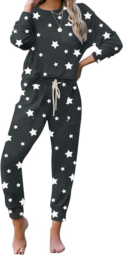 luvamia Women Tie Dye Pajama Sets Long Sleeve Tops and Pants PJ Sets Joggers Loungewear Sleepwear | Amazon (US)