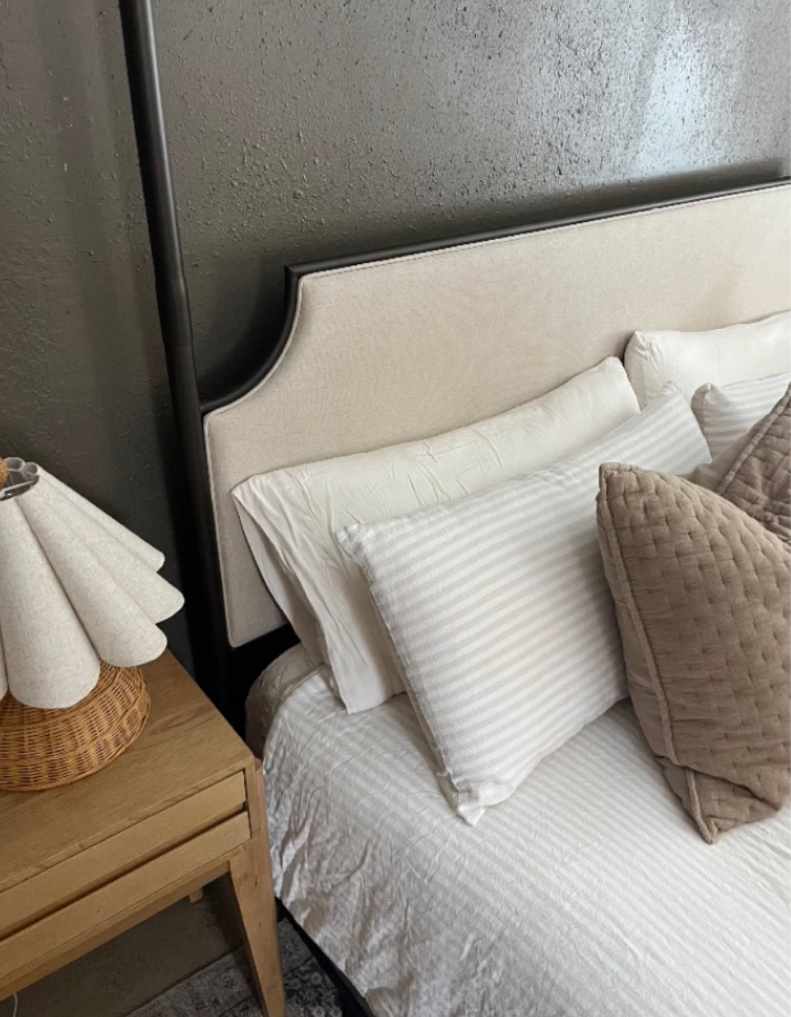 Casaluna Target bedding. Neutral, cozy stripe bedding. The coziest bamboo sheets worth every penny! The exact dark quilt/euro pillows are Casaluna & sold out but I linked a similar one! 

#LTKhome