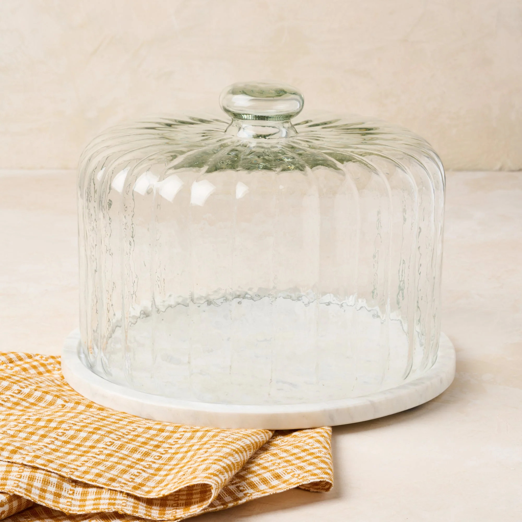 White Marble Fluted Cake Dome | Magnolia