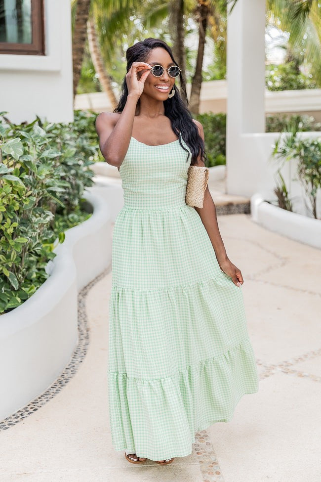 Conventional Love Green Gingham Maxi Dress | Pink Lily