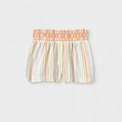 Toddler Girls' Smocked Striped Fashion Shorts - art class™ White | Target