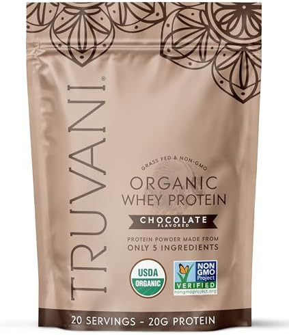 Truvani Organic Whey Protein Powder | Chocolate | 20g Grass Fed Whey Protein | 20 Servings | USDA... | Amazon (US)