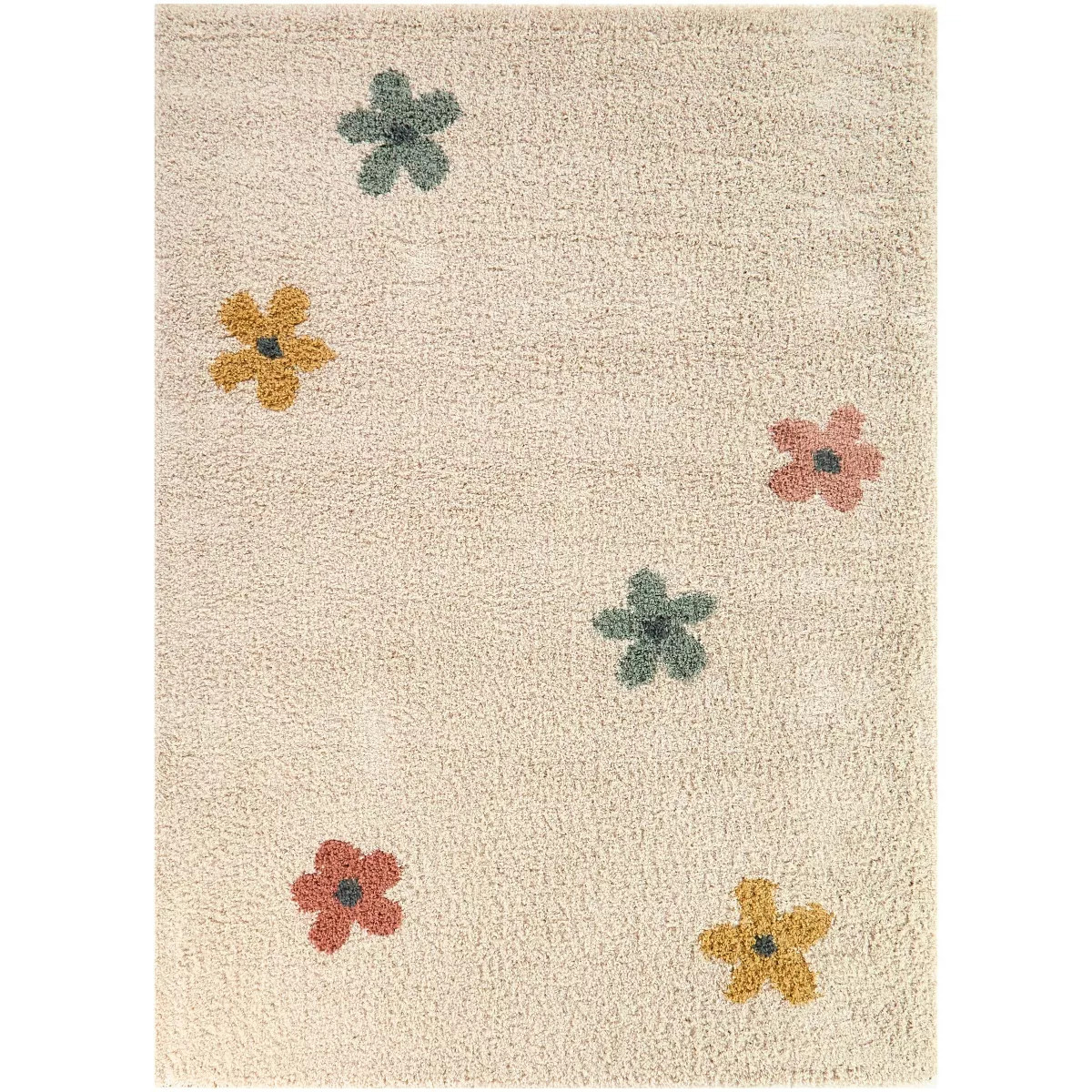 Balta Rugs 4'4"x6' Gardner Floral Kids' Rug Cream: High Pile, Fade & Stain-Resistant, OEKO-TEX Ce... | Target