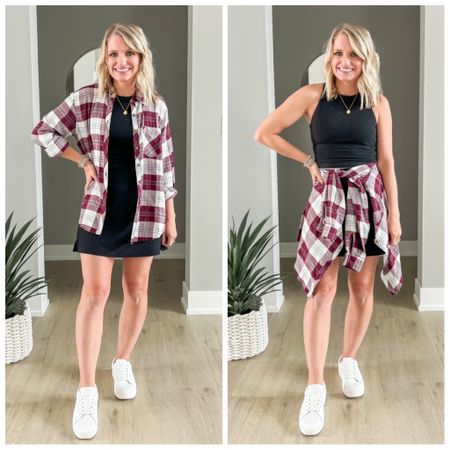 Athleisure clothes with a light weight plaid flannel is a great way to bring some fall style into you summer outfit! 

#LTKSeasonal #LTKstyletip #LTKunder100