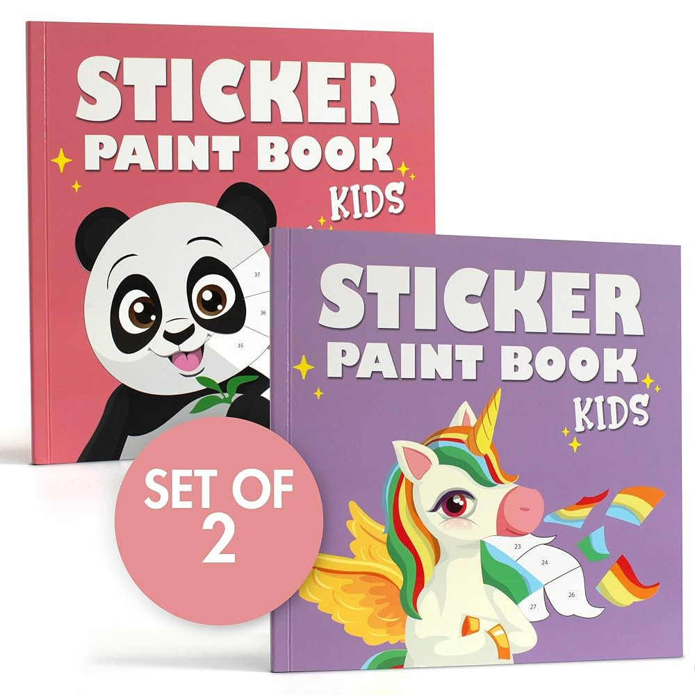 Fun Paint with Sticker Books for Kids Set of 2 - Entertaining Sticker Activity with Vibrant Theme... | Amazon (US)