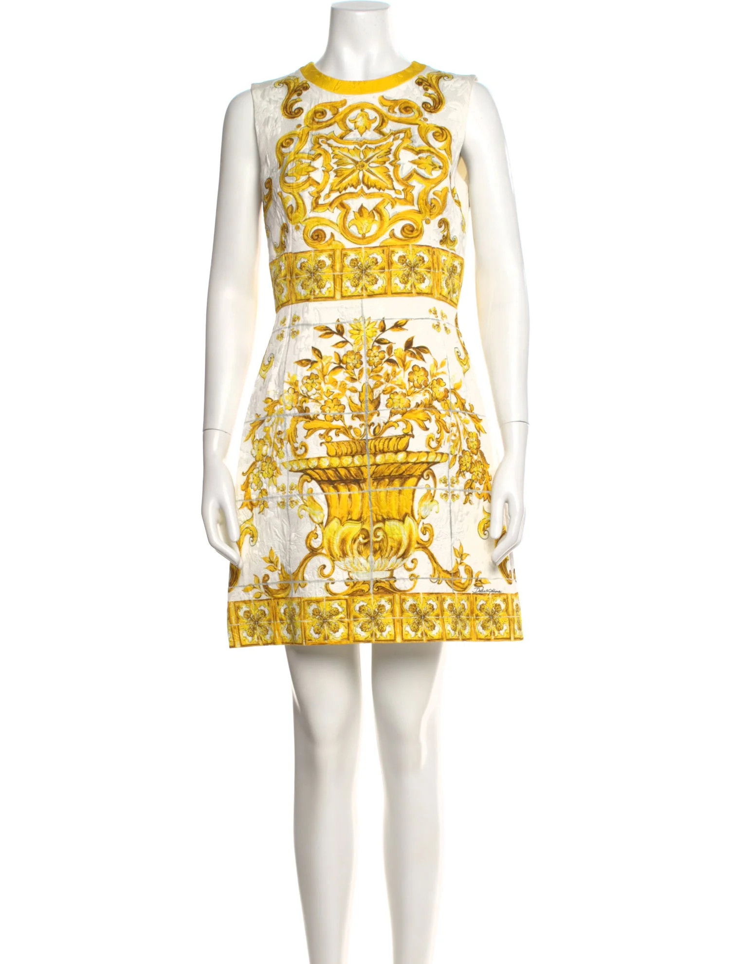 Dolce & Gabbana Printed Mini Dress - Yellow Dresses, Clothing - DAG567039 | The RealReal | The RealReal