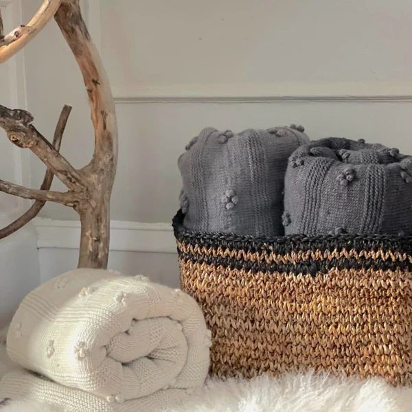 Kusum Flower Knit Wool Blanket | TerraKlay