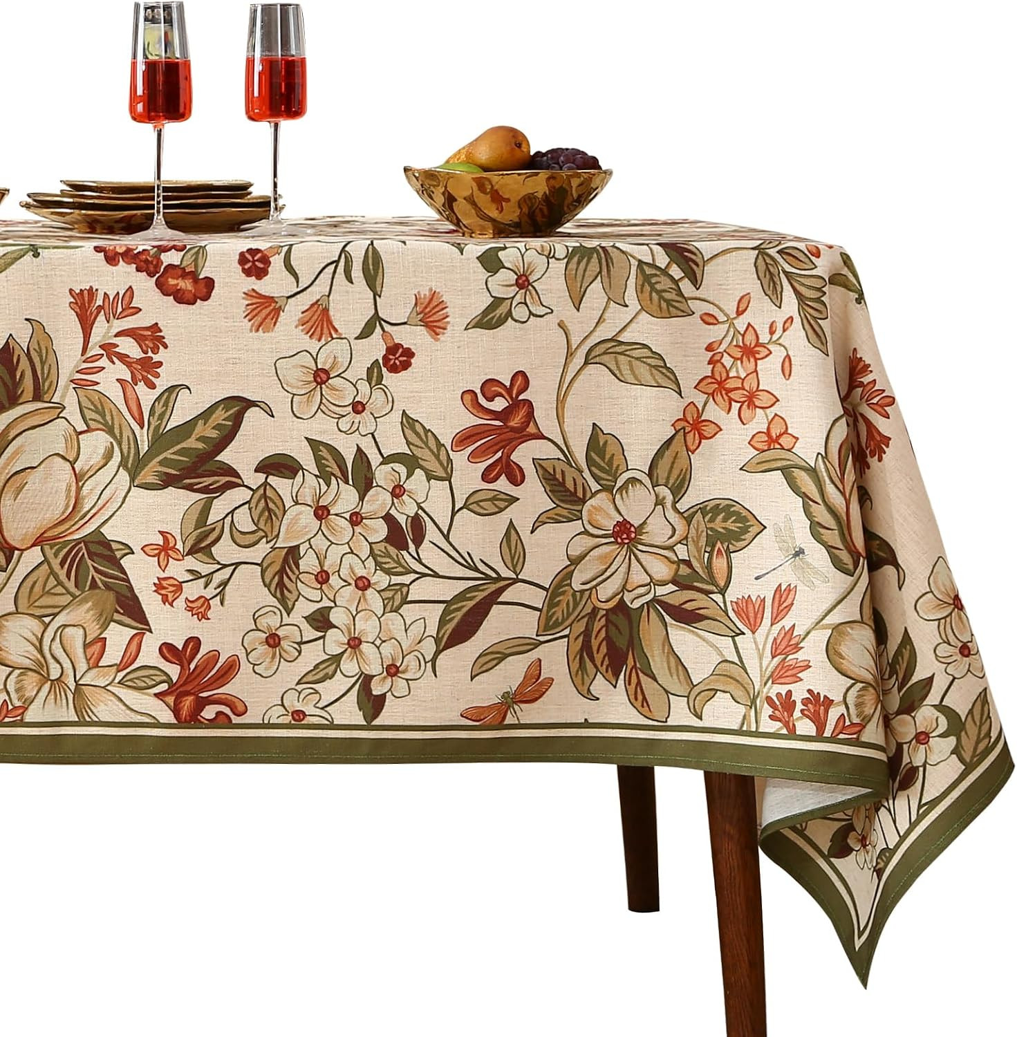 Designer Vintage Linen Rectangular Tablecloth,110"x63"-Grace A | Amazon (US)