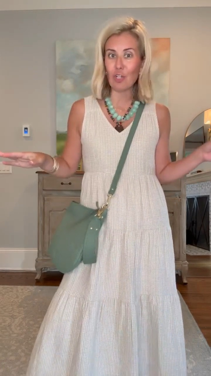 Oh wow I love this dress! It’s the perfect throw on and go dress. I’m in xs dress & cardigan and 7 bling sandal (size 1 down).

#LTKootd #LTKmomlife #LTKOver40