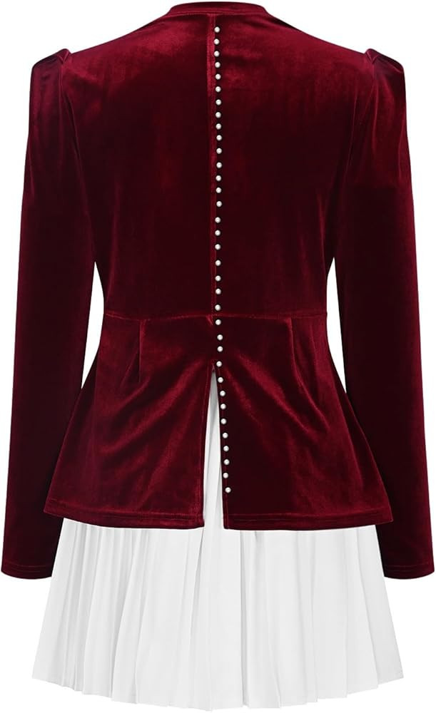 Womens Elegant Formal Skirt Sets 2 Piece Long Sleeve Velvet Tops With Pleated Mini Skirts Fashion... | Amazon (US)