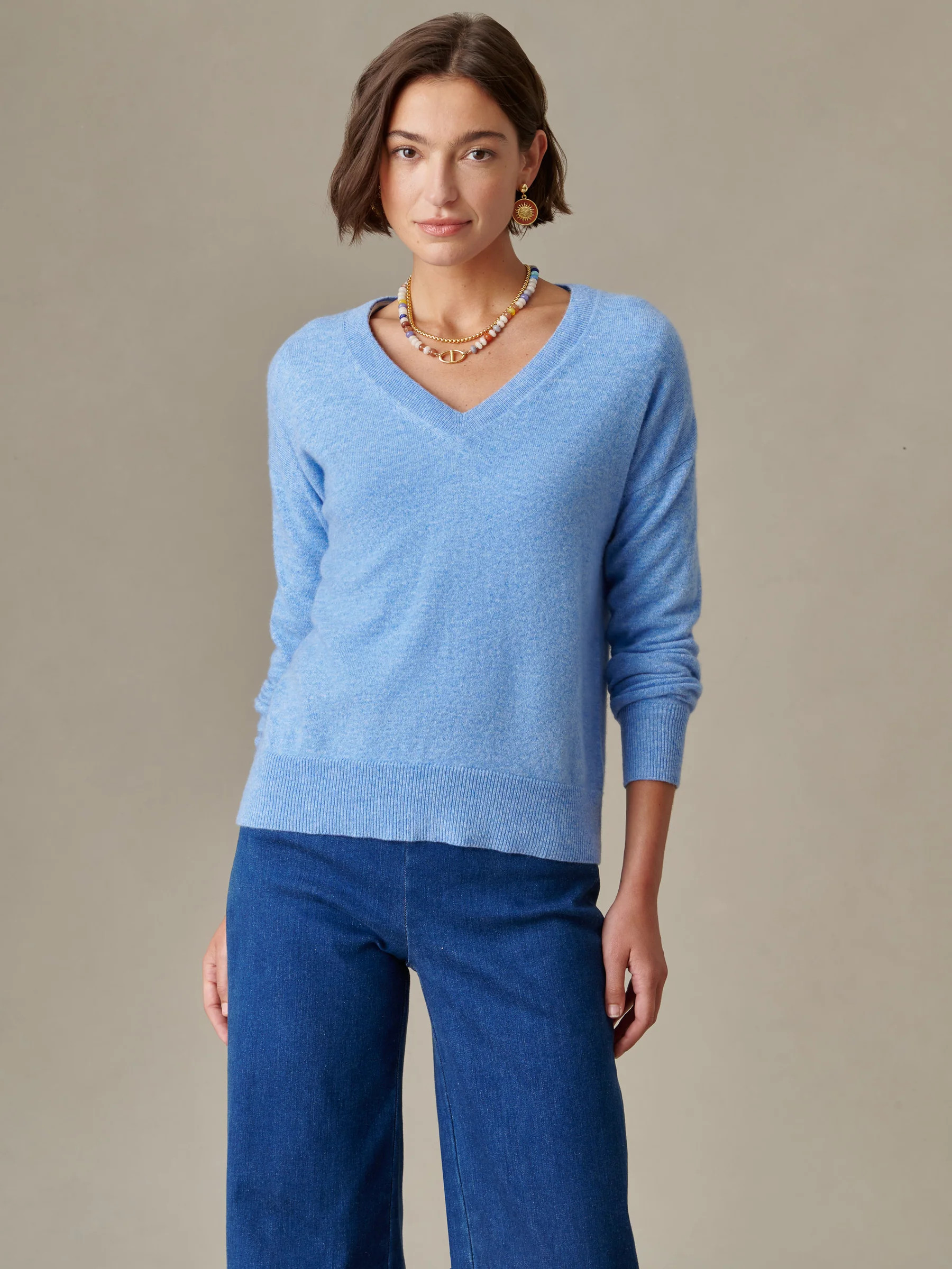 Chambray Solid Kerry Cashmere Sweater | Women's Sweaters | J.McLaughlin | J.McLaughlin