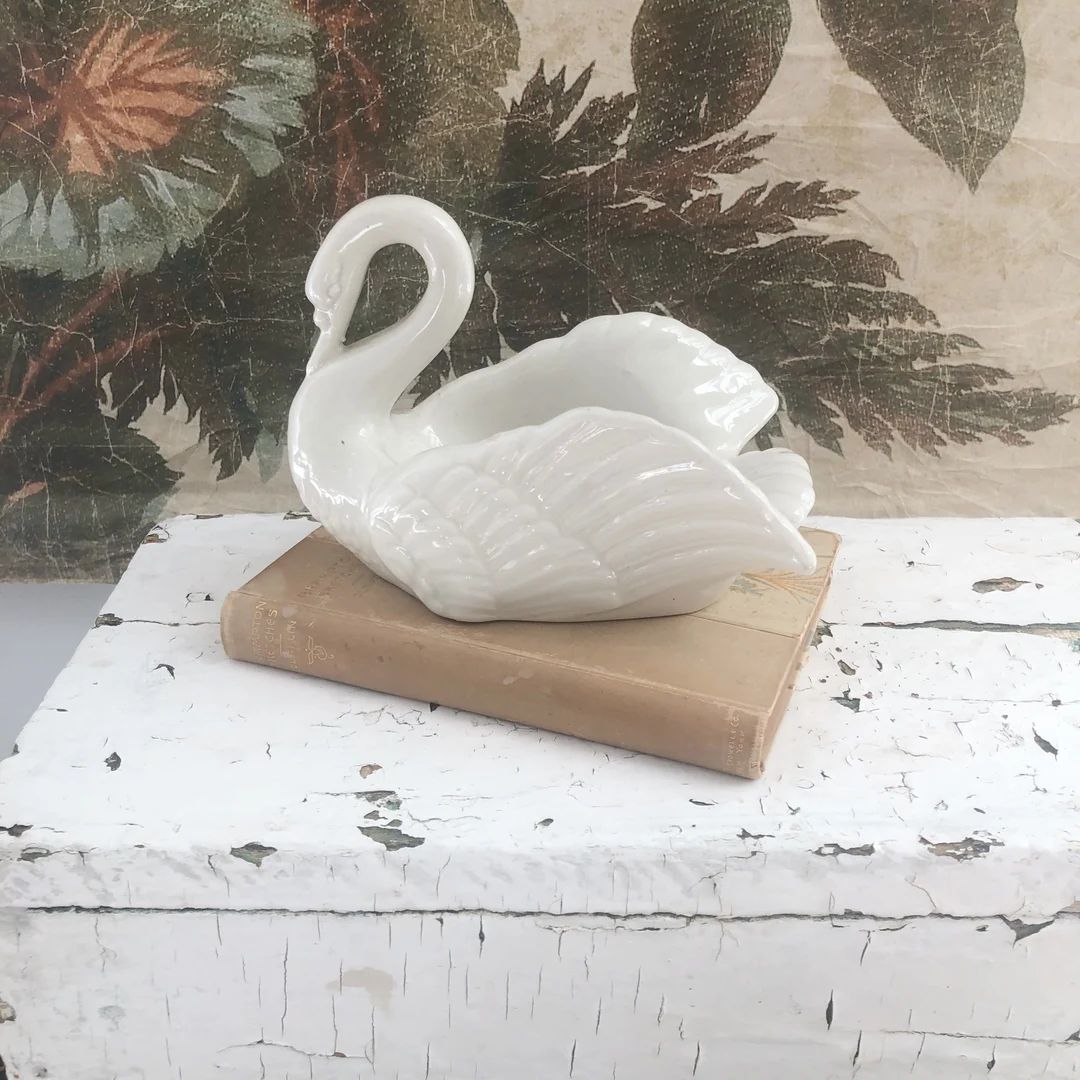 Vintage SWAN PLANTER • Mid-Century White Pottery Swans, Marked Japan • So Sweet & Perfect! | Etsy (US)