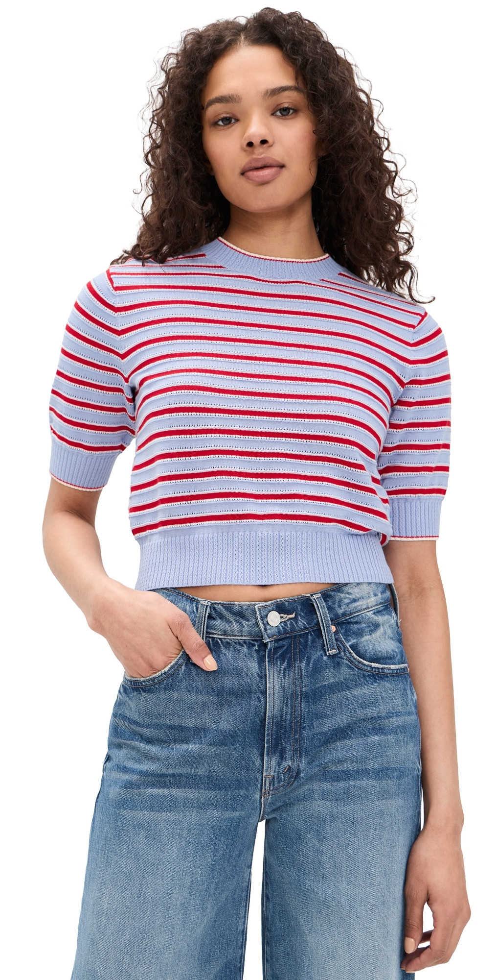 Madewell Ella Stitch Stripe Tee Light Blue Trio Stripe M | Shopbop