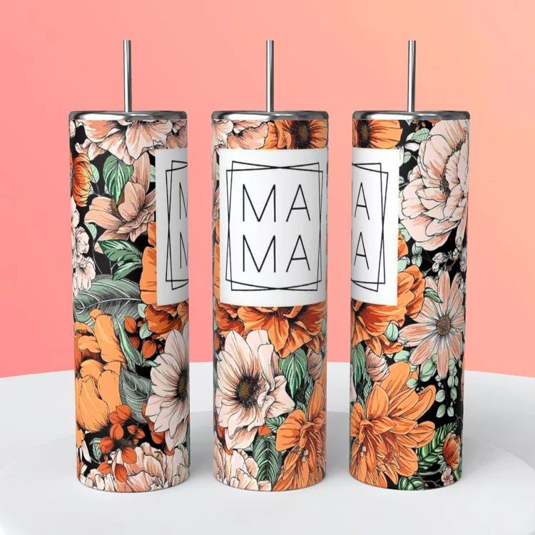 Mama boho earthy neutral flowers 20 oz insulated tumbler Hot/cold coffee cup | Walmart (US)