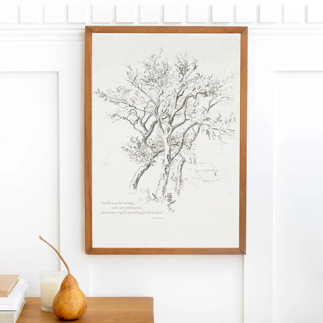 Psalm 90 14 Vintage Sketch Art, Christian DIGITAL DOWNLOAD, Satisfy Morning Unfailing Love Quote,... | Etsy (US)