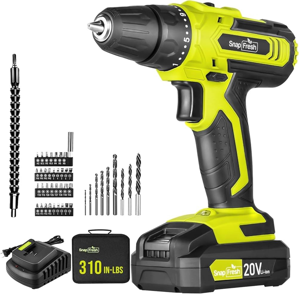 SnapFresh 20V Cordless Drill Set, 3/8" Power Drill with 2 Variable Speed, 21+1 Torque Setting, LE... | Amazon (US)