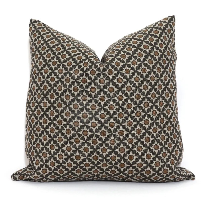 Schumacher Serendipity Pillow Cover: Brown & Gray Linen Decorative Pillow 20x20 rts | Etsy (US)