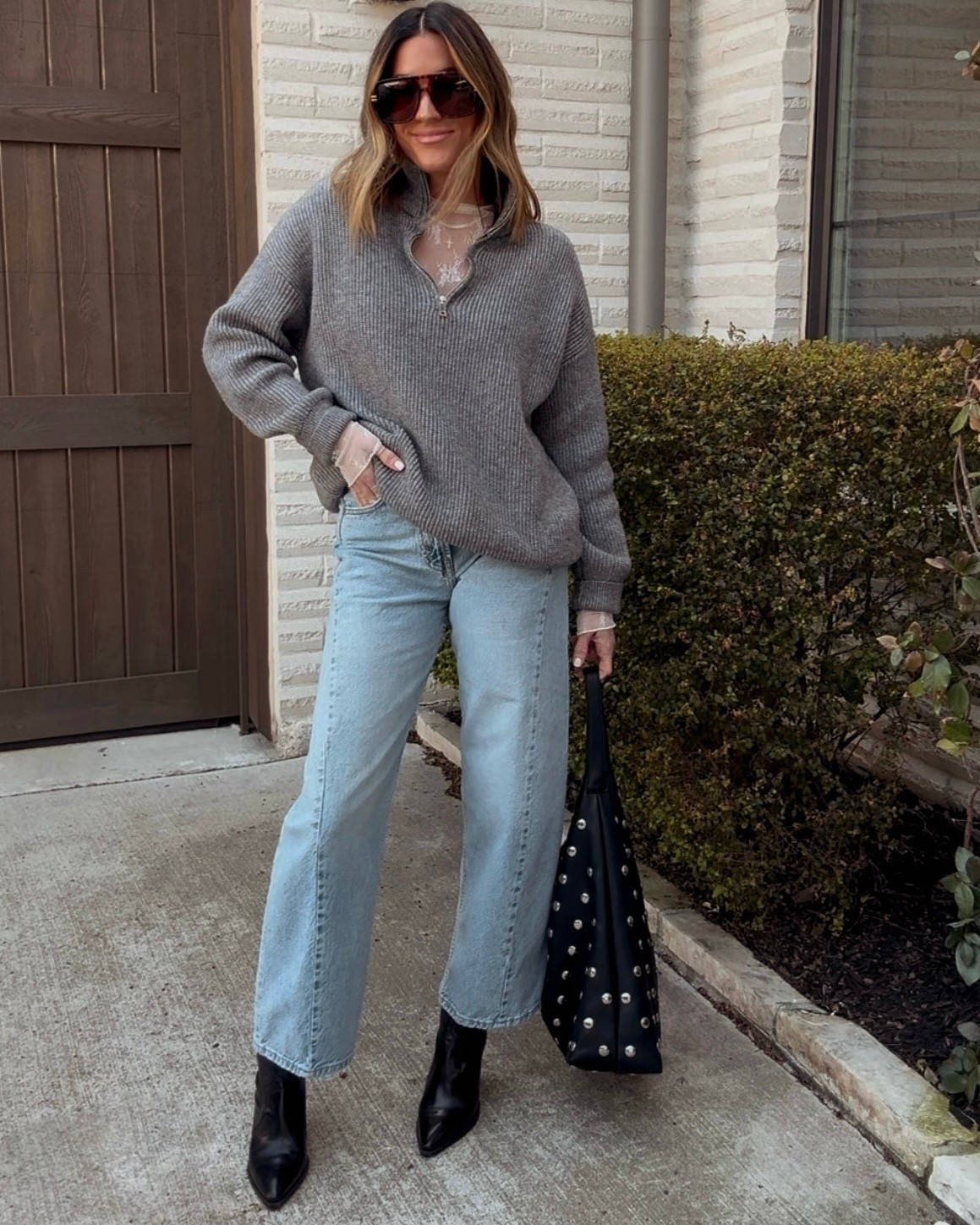 An easy way to spice up your sweaters— layer a lace top underneath! Wearing a small in the sweater, and jeans are true to size. 

#LTKootd #LTKgrwm #LTKdayinmylife