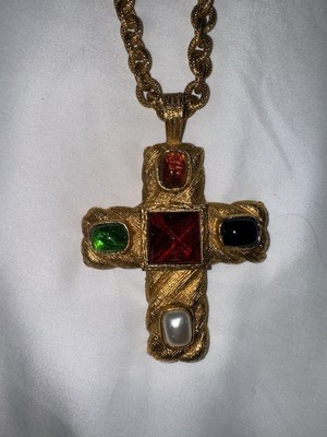Vintage 1980s Chanel Collection 25 Gripoix Maltese Cross Necklace  | eBay | eBay US