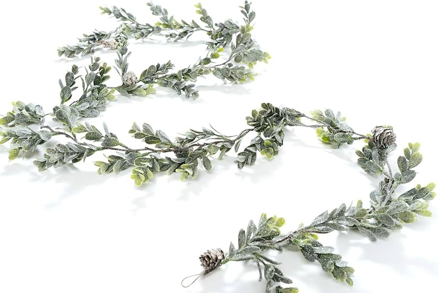 CraftMore Frosted Boxwood Garland 70 Inch | Amazon (US)